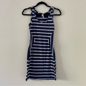 Blue and white striped dress